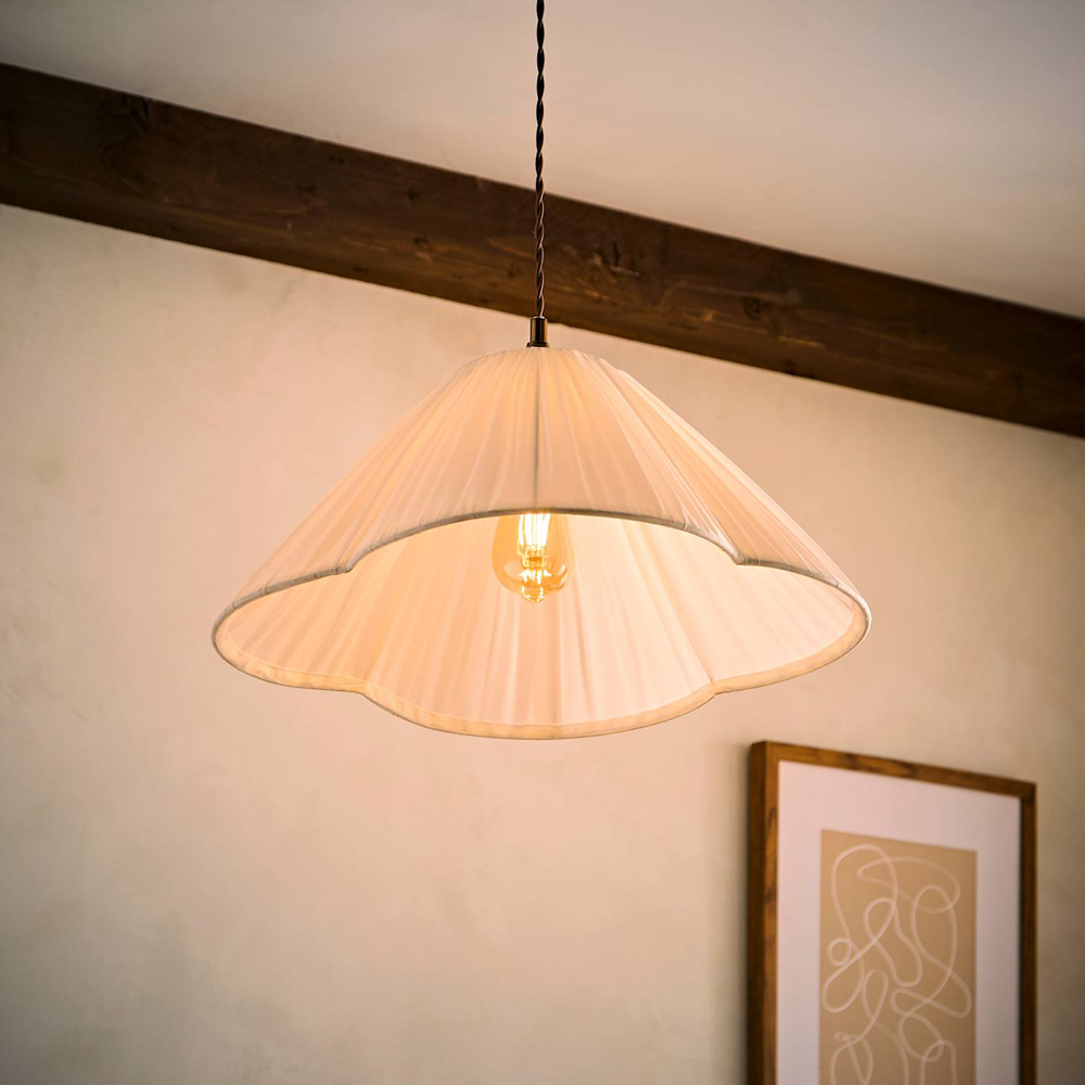 ValueLights Posie White Gathered Tapered Wave Easy Fit Pendant Lamp Shade 50cm Image 2