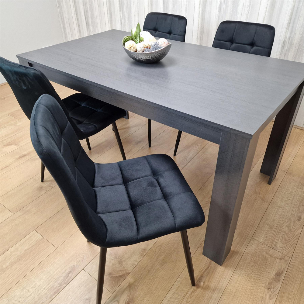 Portland 4 Seater Dining Set Dark Grey and Black Image 5