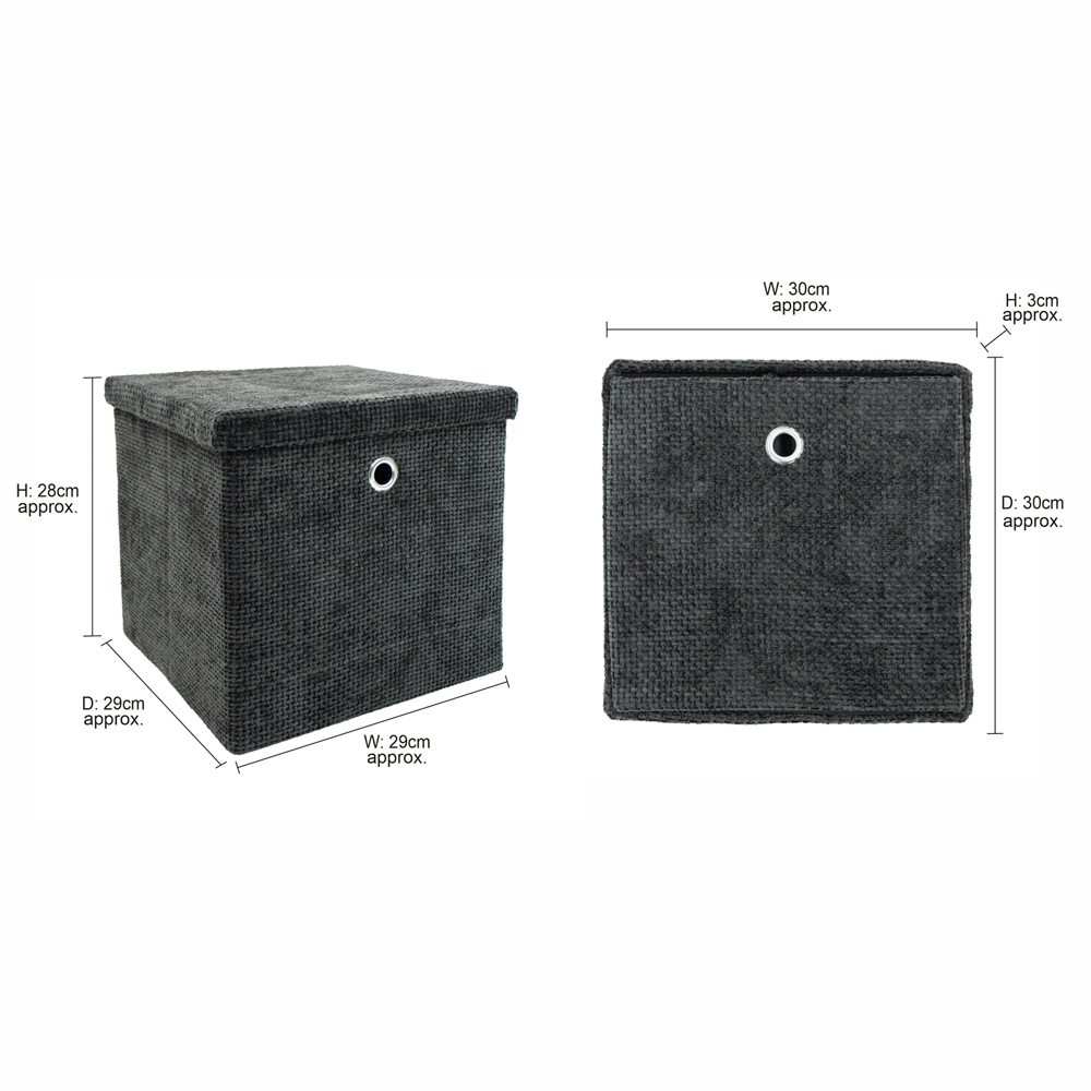 JVL Metro Black Foldable Cube Storage Box with Lid Image 9