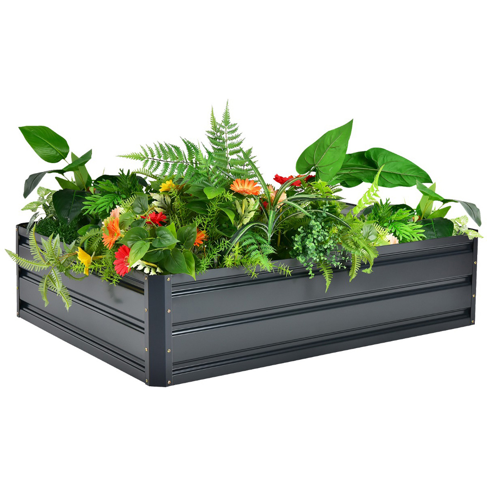 Costway Grey Metal Raised Outdoor Garden Bed Image 3