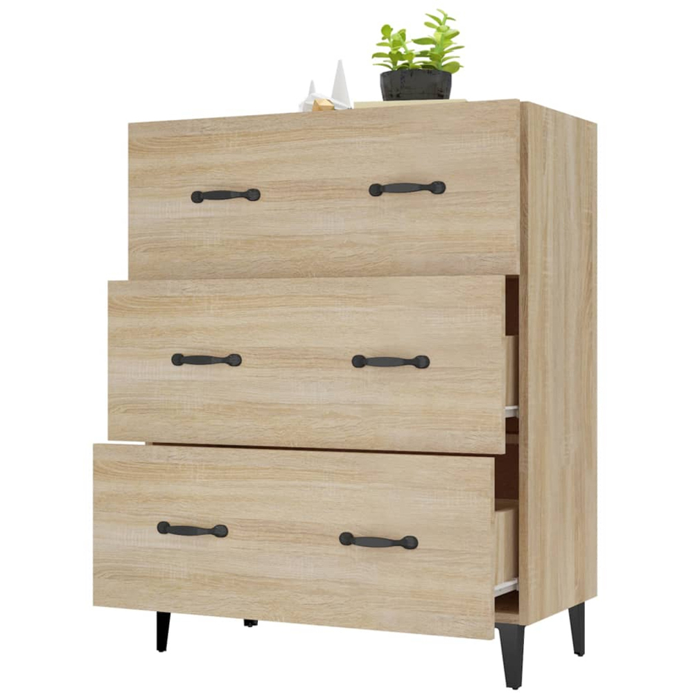 vidaXL 3 Drawer Sonoma Oak Sideboard Image 3