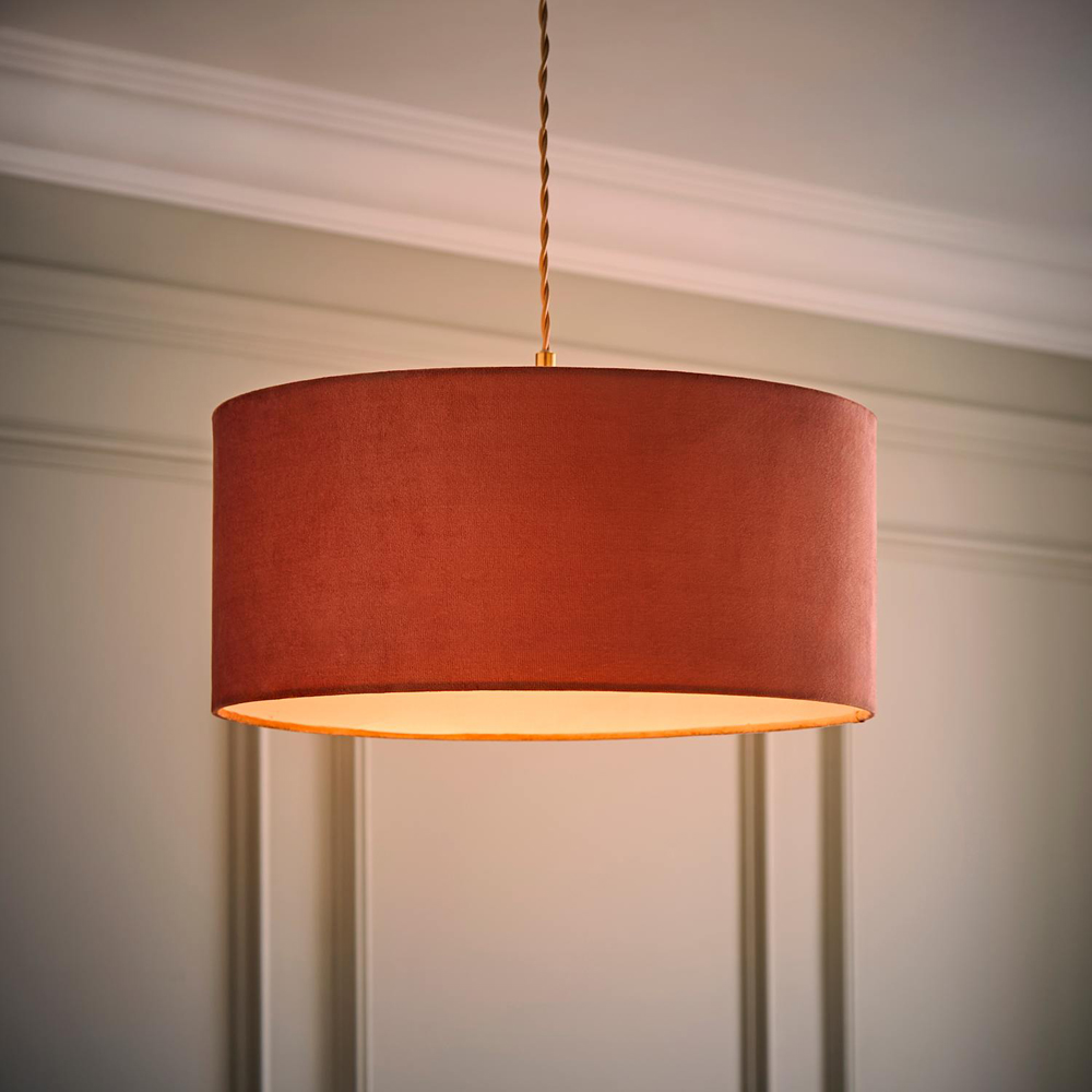 ValueLights Ashley Pink Velvet Squat Drum Easy Fit Lamp Shade 45cm Image 2