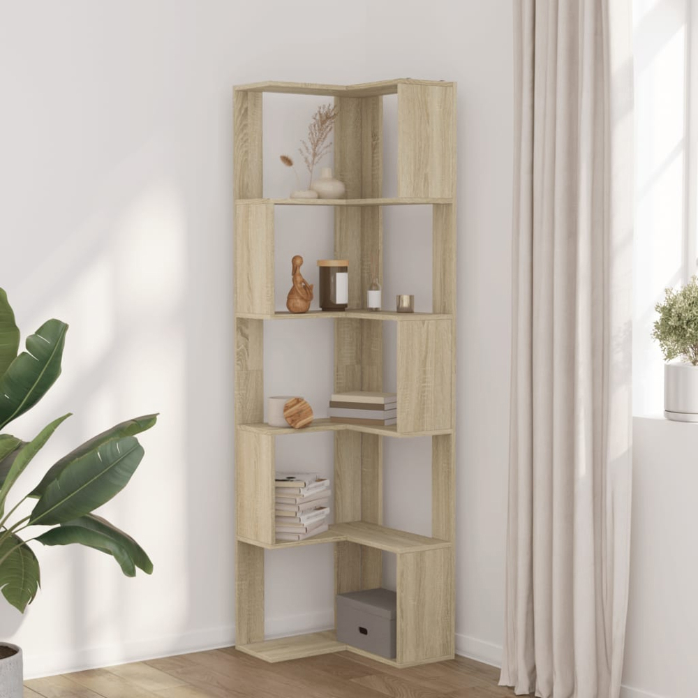 vidaXL 10 Shelf Sonoma Oak Corner Bookcase Image 8