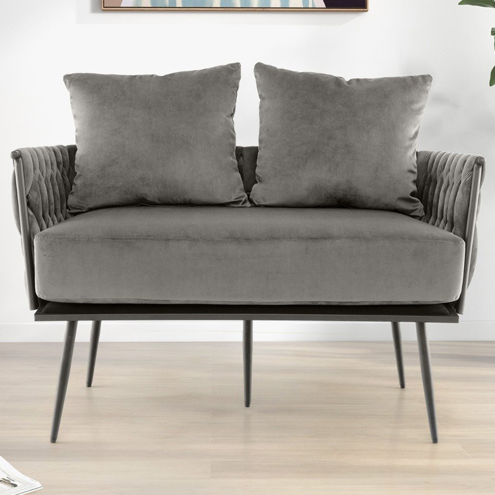 Costway 2 Seater Grey Loveseat Sofa Image 1
