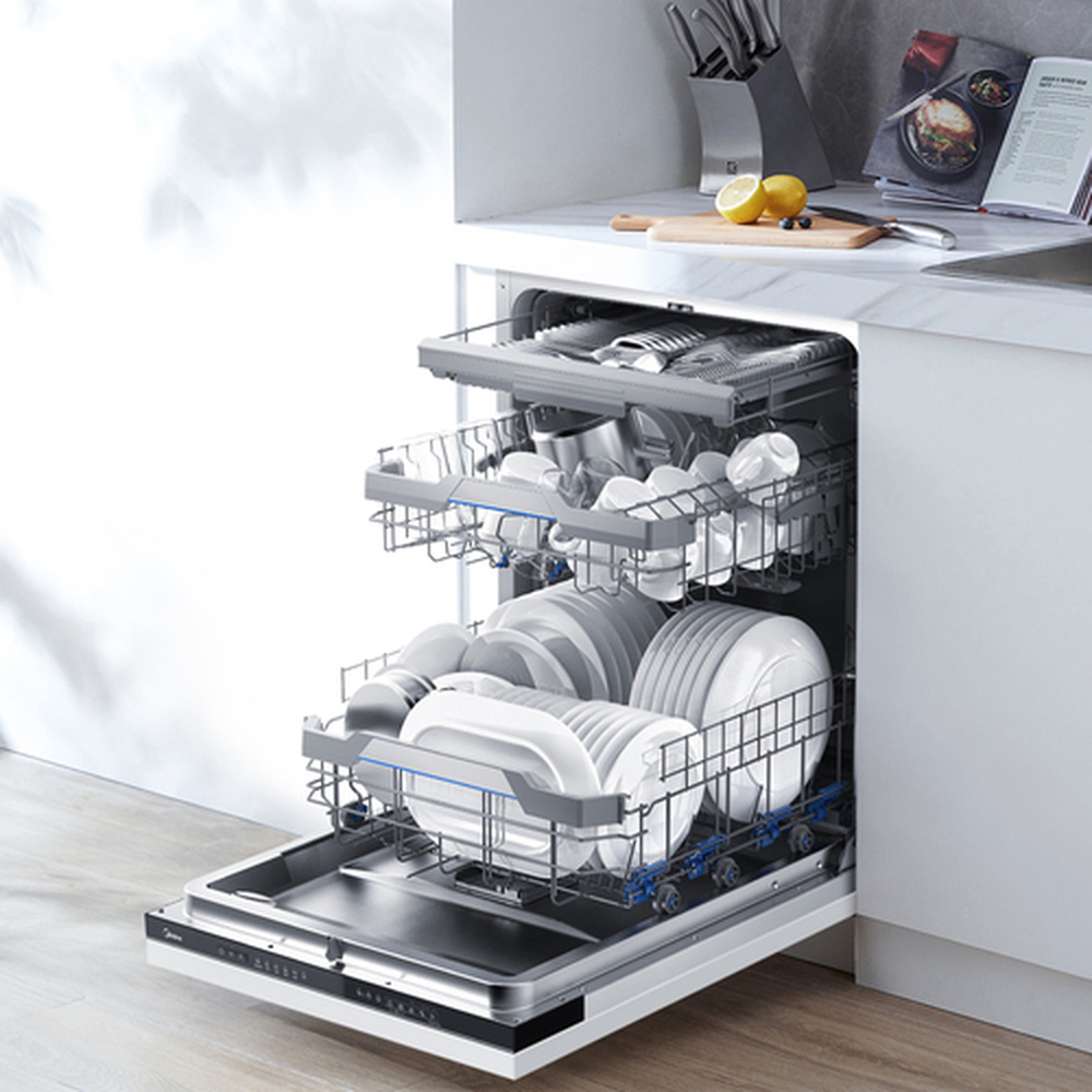 Midea MDWEB1403M(B)-WG White 14 Place Freestanding Full-Size Dishwasher Image 2