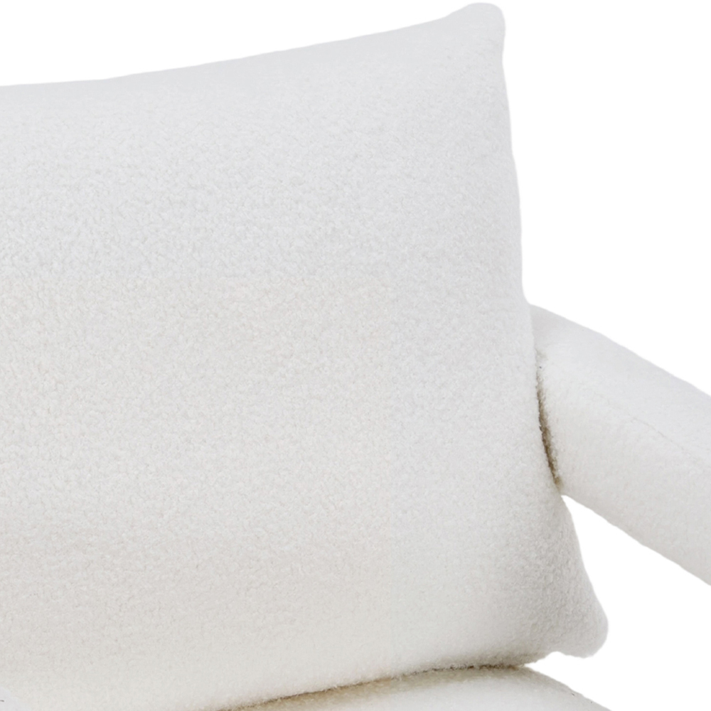Living and Home White Teddy Fleece Upholstered Accent Chair with Lumbar Pillow Image 3
