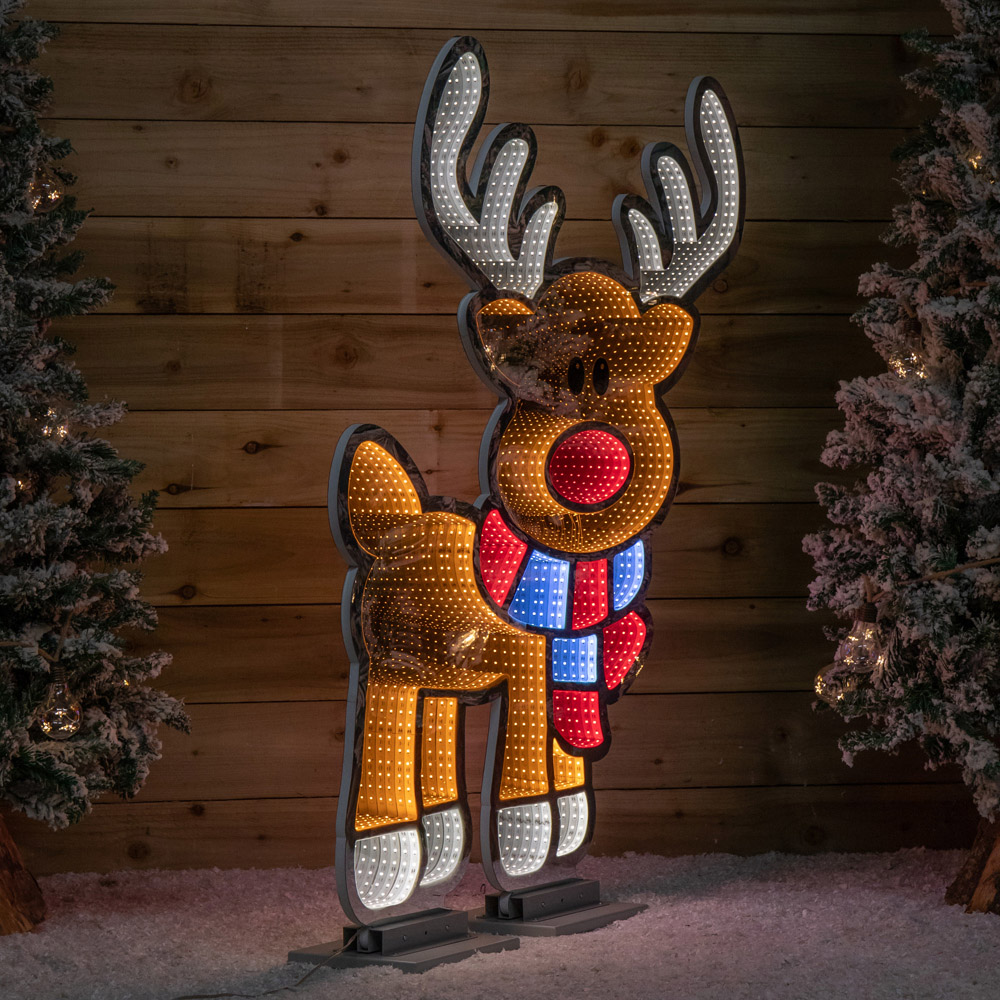 Samuel Alexander Multicoloured LED Cute Reindeer Infinity Mirror Christmas Decoration 4 x 6ft Image 7