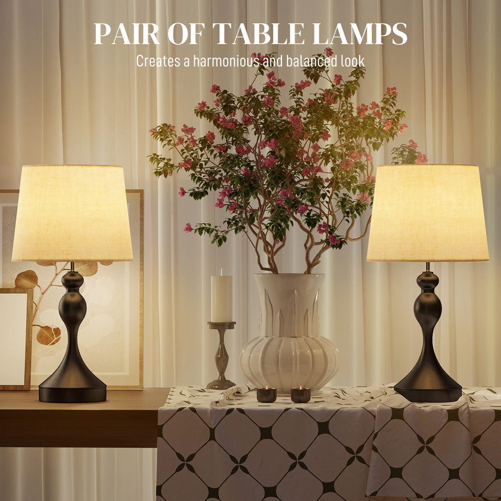 Portland Black LED Table Lamp with USB Ports 2 Pack Image 7