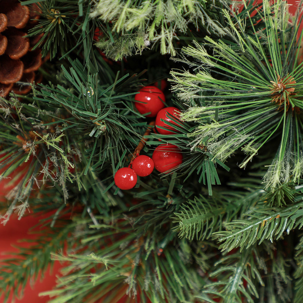 Everglow Green Christmas LED Wreath with Pine Cones and Red Berries 60cm Image 3