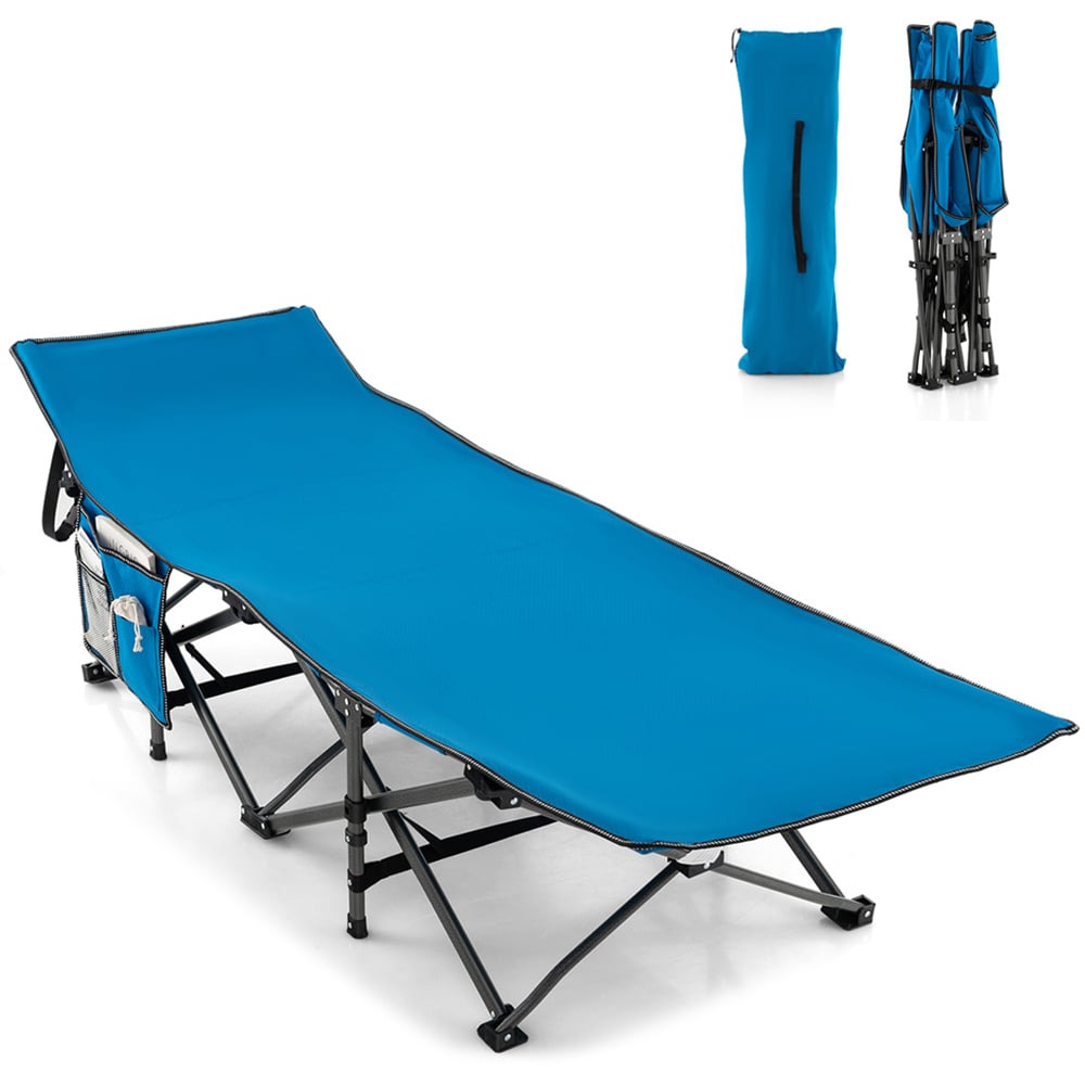 Costway Blue Folding Camping Cot Image 1