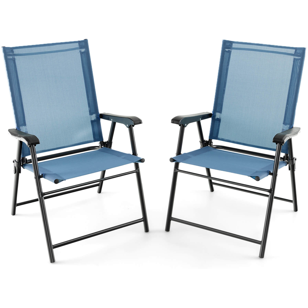 Costway Set of 2 Blue Folding Garden Chair Image 2