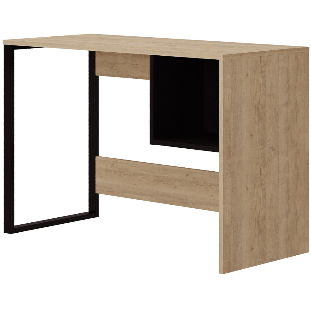 Decortie Model Single Shelf Computer Desk Black Wood Oak Image 2
