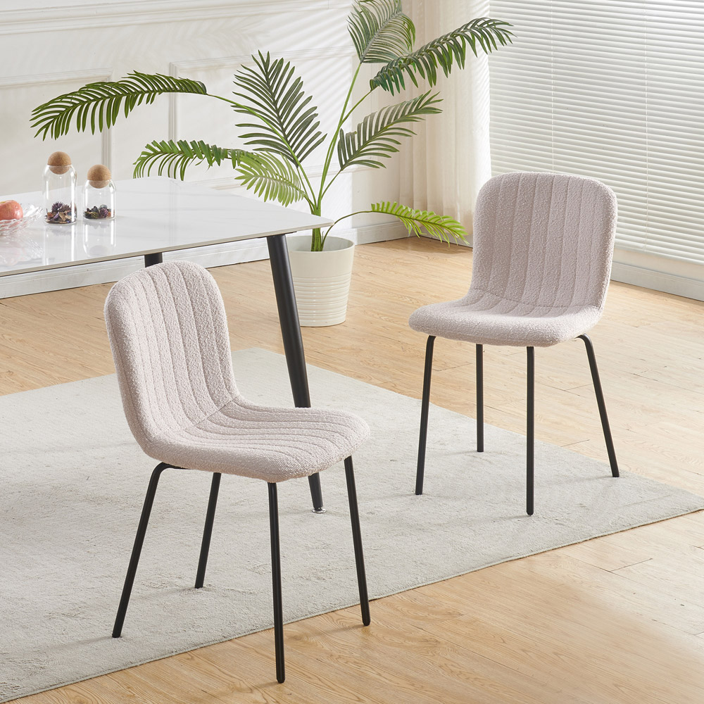 Bella Set of 2 Pink Teddy Faux Fur Stitched Design Dining Chairs Image 6