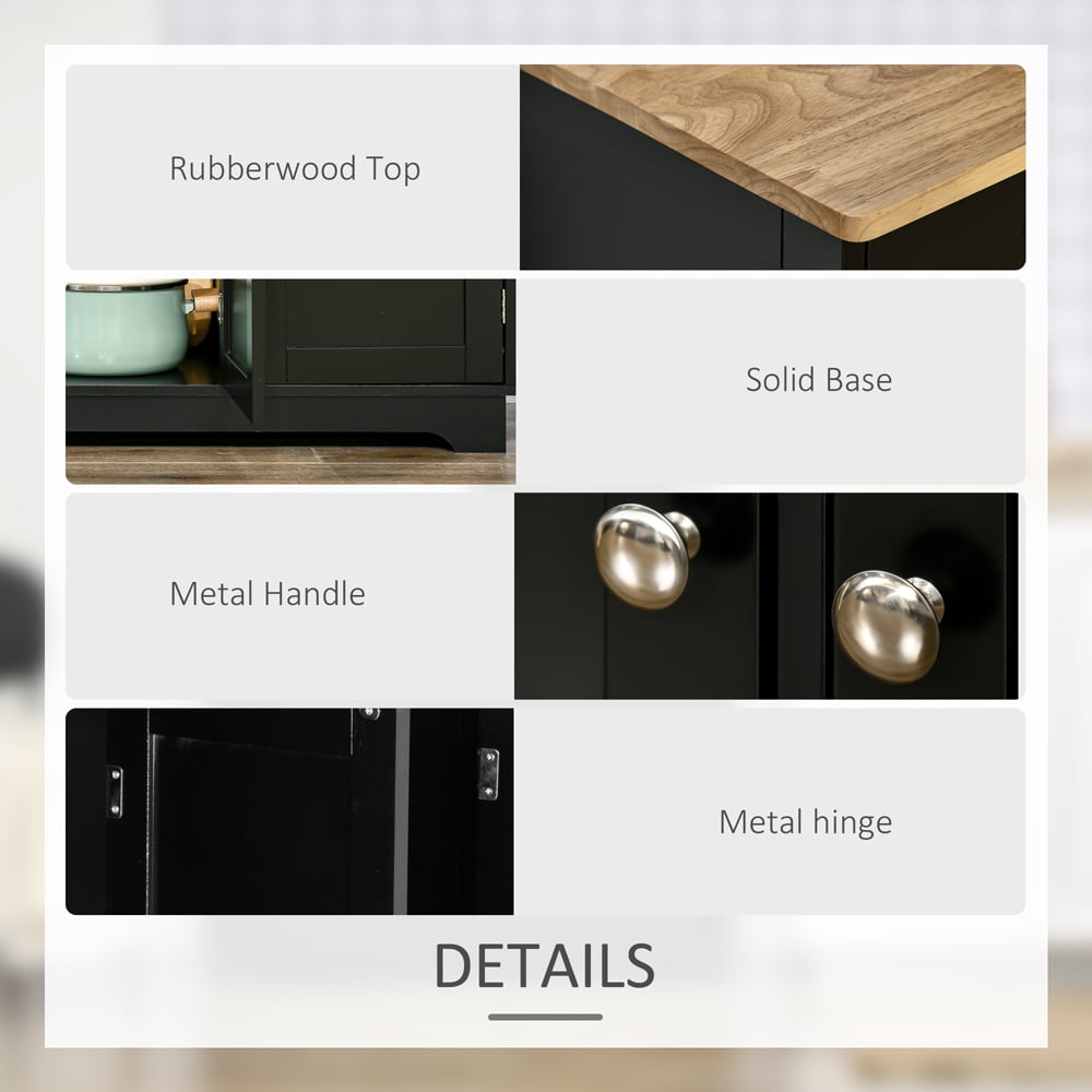 HOMCOM 3 Door 3 Drawer Black Sideboard Image 6