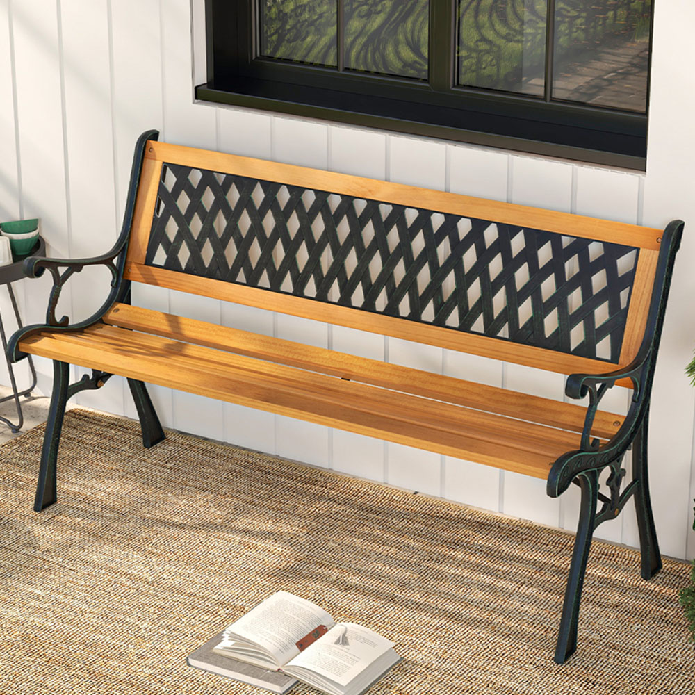 Costway 3 Seater Patio Garden Bench with Curved Armrests Image 1