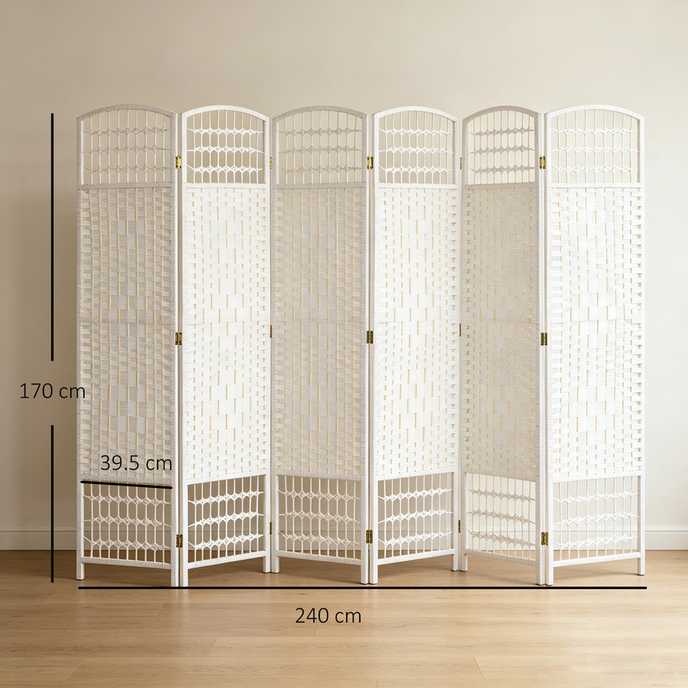 HOMCOM 6 Panel White Folding Freestanding Privacy Screen Image 9
