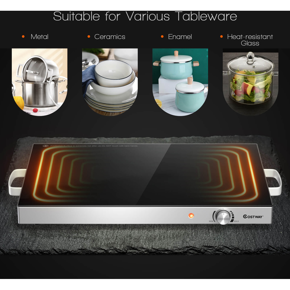 Costway Electric Warming Tray with Cool-Touch Handles Image 5