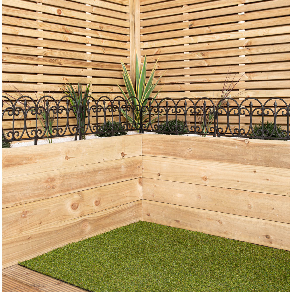 Samuel Alexander 4 Pack Black Ornate Garden Decorative Border Fence Edging Image 2