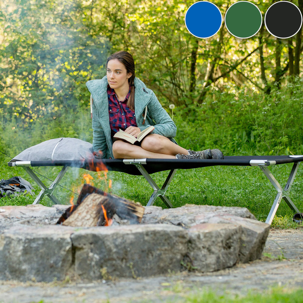 tectake Black Aluminium Camping Beds 2 Pack Image 2