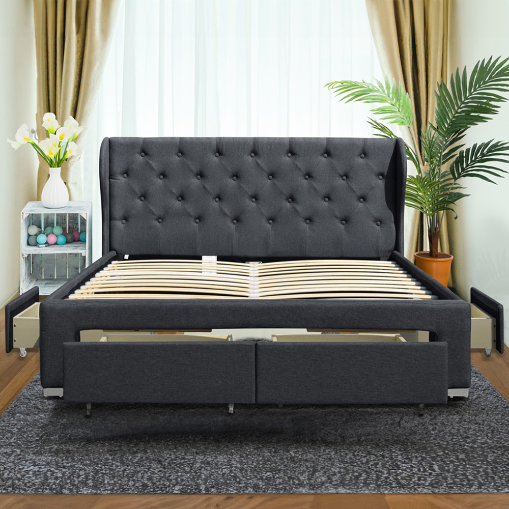 Brooklyn Grey Linen 4 Piece Bedroom Furniture Set Image 2