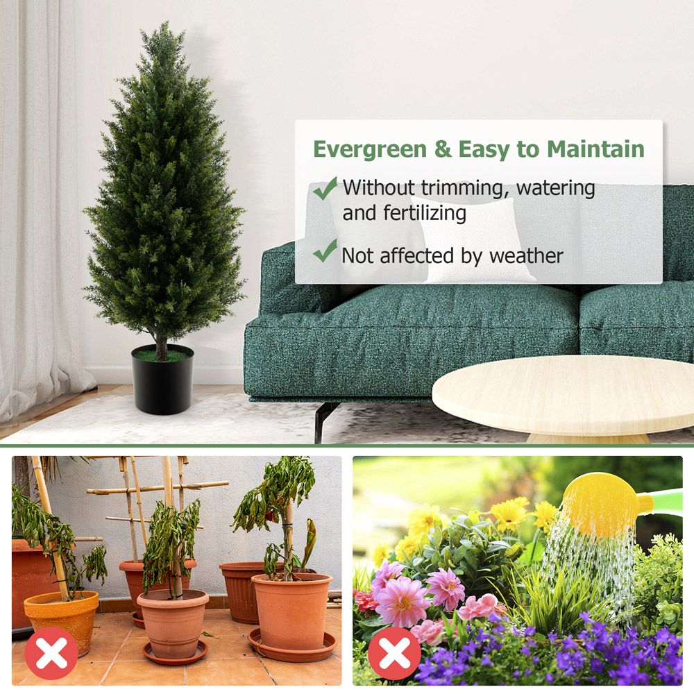 Costway Artificial Cedar Topiary Tree In Pot 3ft Image 6