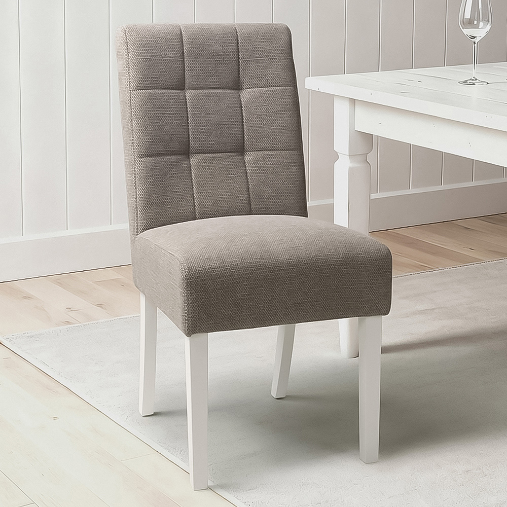 Portland Harlow Mocha Weave White Legs Waffle Back Dining Chair Image 1