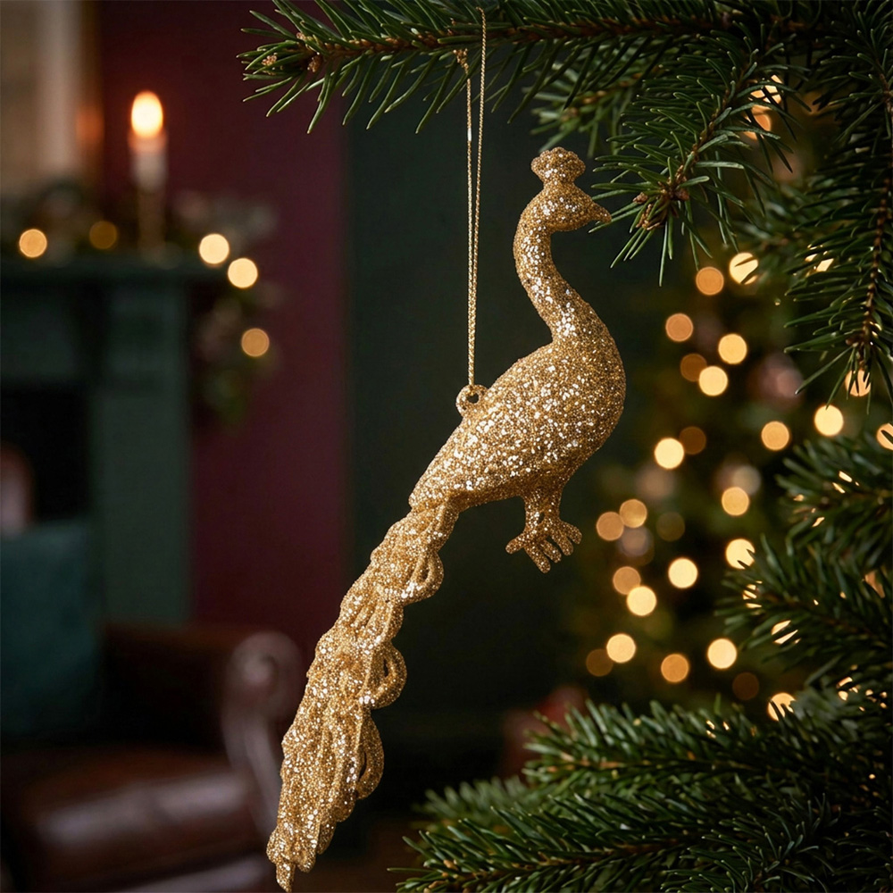 Glitter Peacock Decoration Image 2