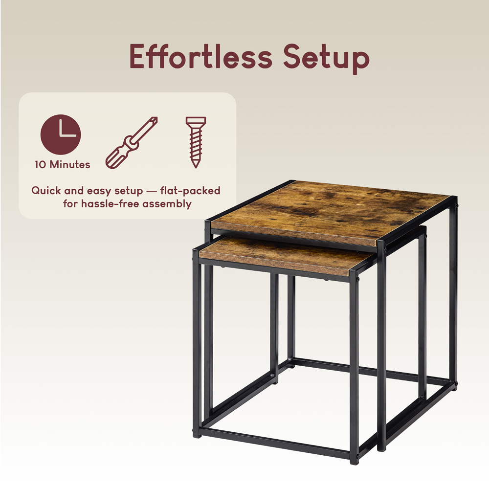 VIDA DESIGNS Brooklyn Dark Wood Nest of Tables Set of 2 Image 8