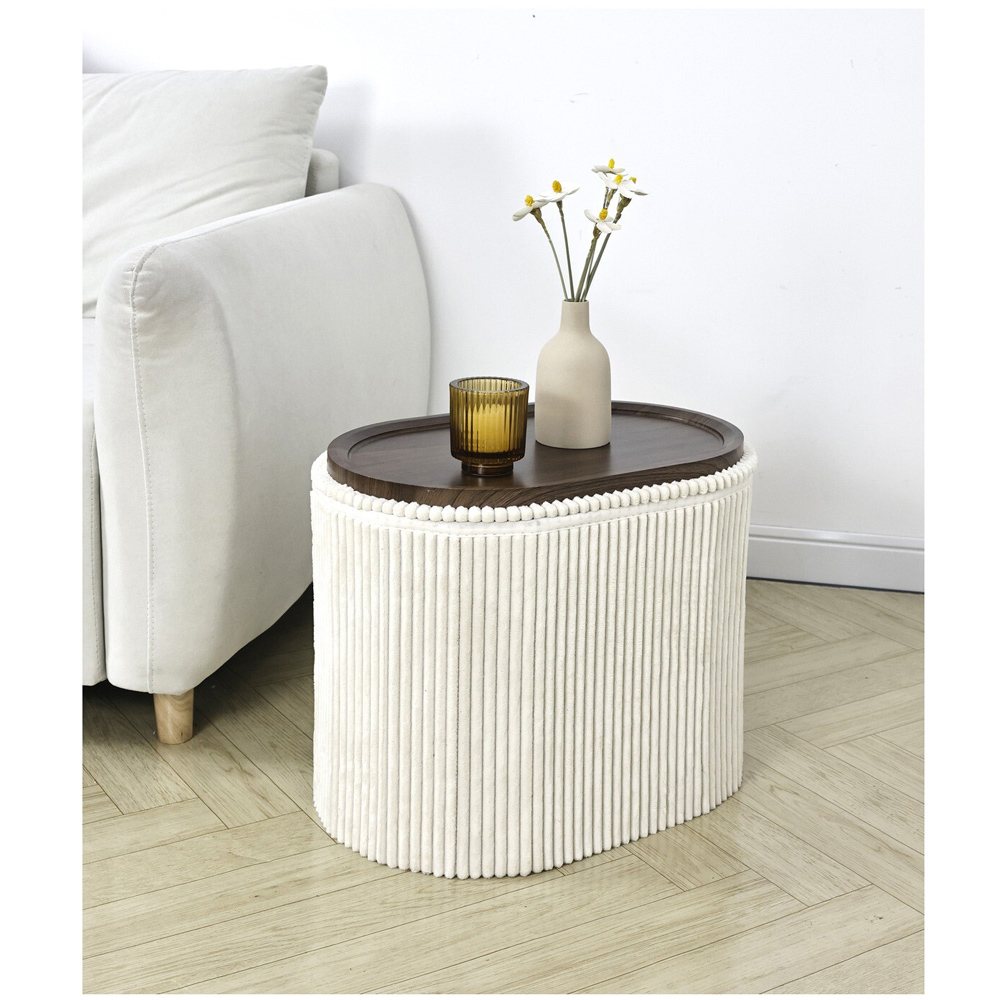 Neve Storage Ottoman with Reversible Lid Ivory Image 3