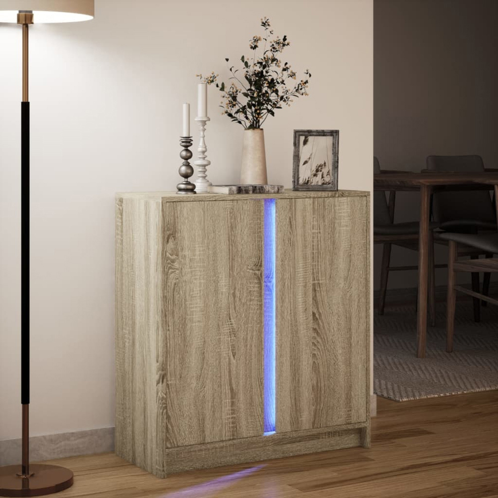 vidaXL 2 Door Sonoma Oak LED Sideboard Image 9