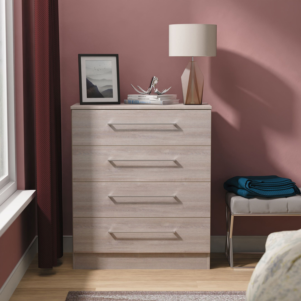 Crowndale Worcester 4 Drawer Grey Oak Chest of Drawers Ready Assembled Image 7