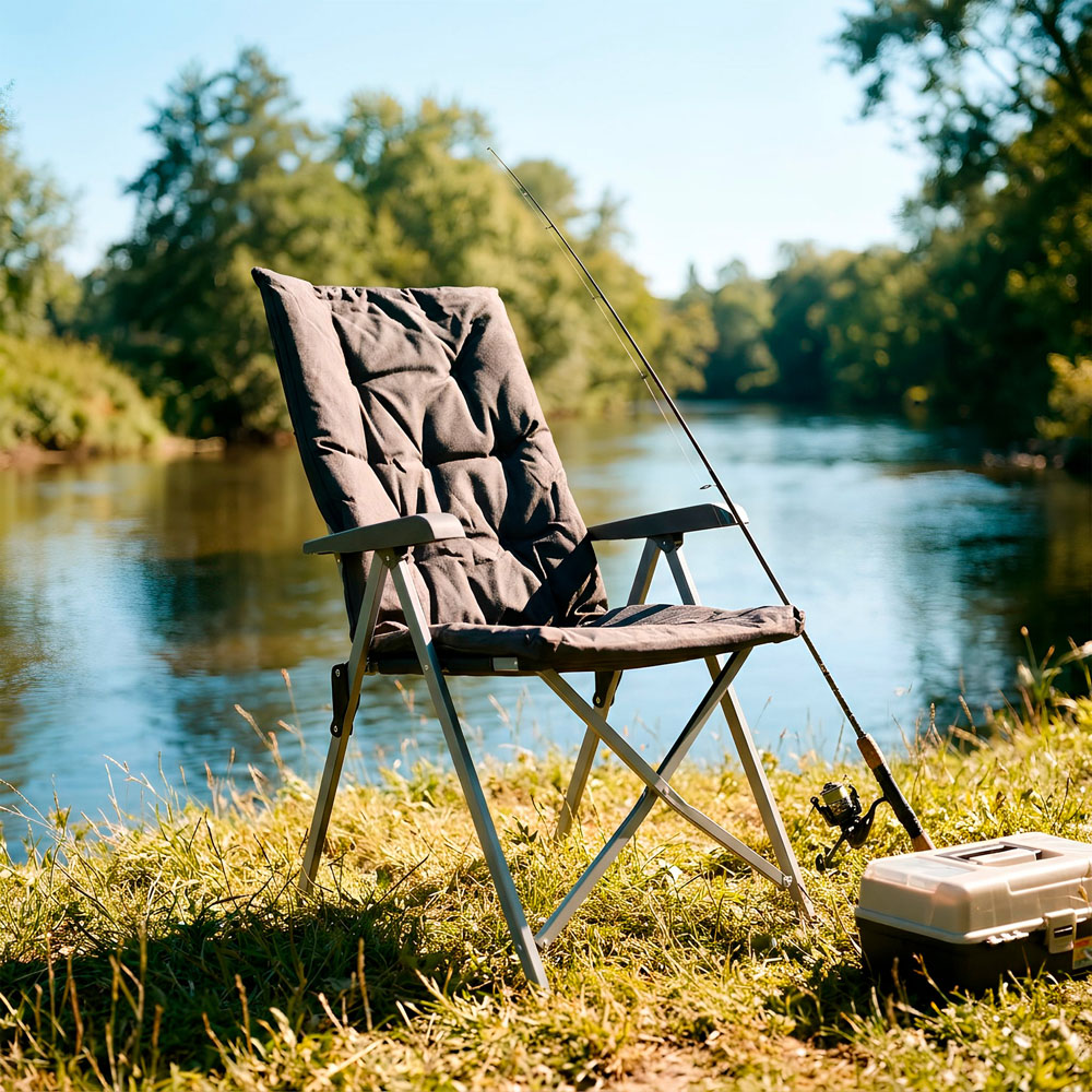 Harbour Housewares Black High Back Padded Reclining Camping Chair 4 Pack Image 2