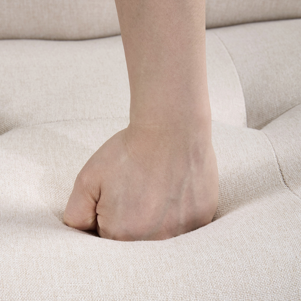 Living and Home Beige Soft Fabric Lounge Chair Image 3