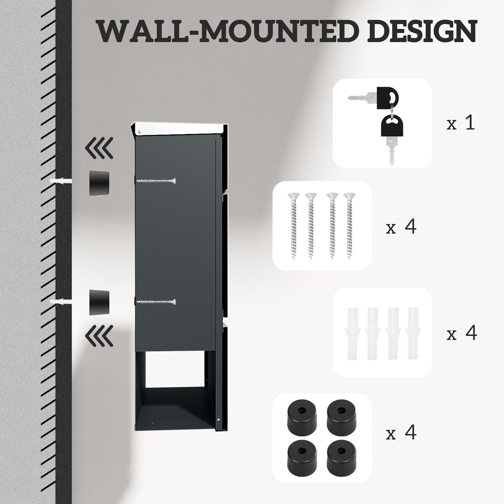 HOMCOM Weatherproof Wall Mounted Mailbox with Lock Image 7