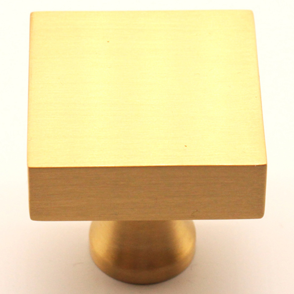 Spira Brass Satin Brass Square 38mm Cupboard Knob Image 4