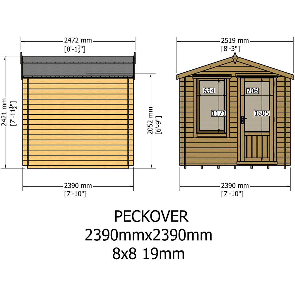Shire Peckover 8 x 8ft Pressure Treated Log Cabin Image 9