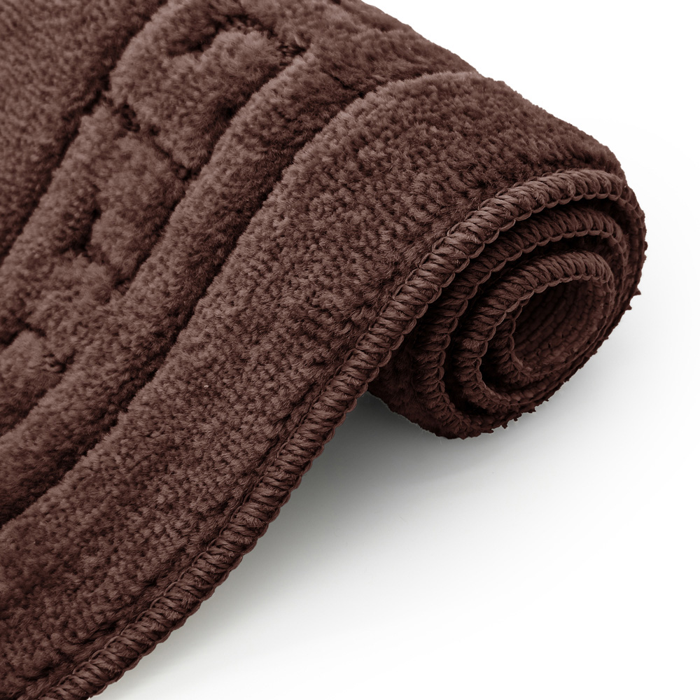 Velosso Greek Key Chocolate Bath Mat Set Image 3