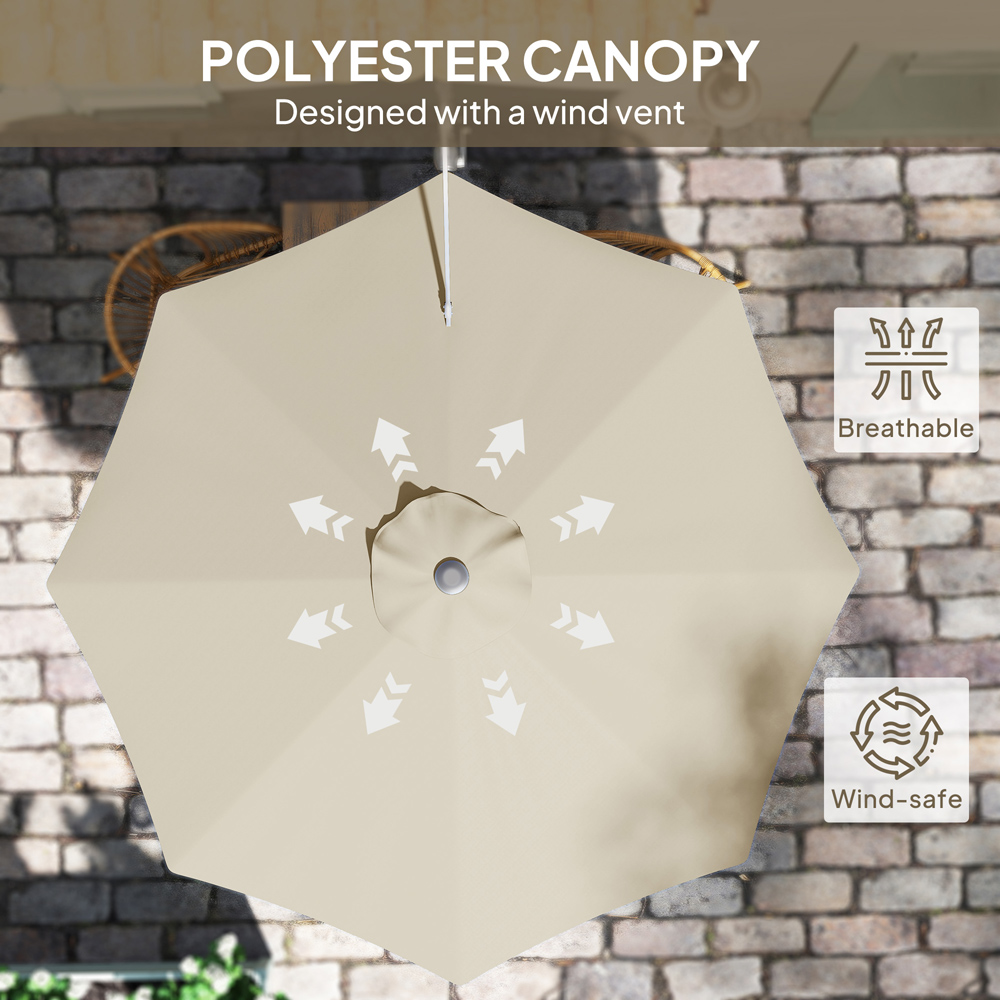 Outsunny Khaki Wall Mounted Parasol with Vent 2.92m Image 6