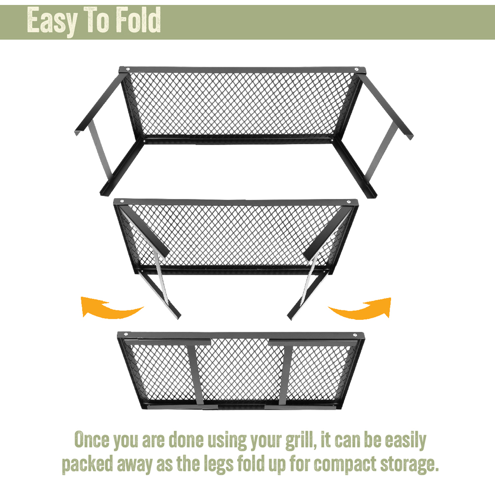 Milestone Camping Heavy Duty Folding Campfire Grill 55 x 30cm Image 6