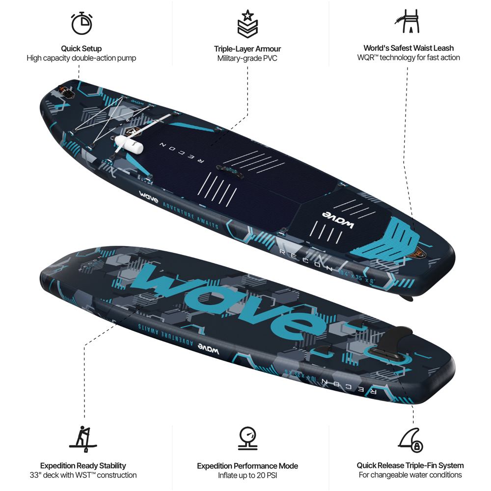 Wave Recon 3.0 SUP 10.4ft Grey Inflatable Paddleboard Image 9