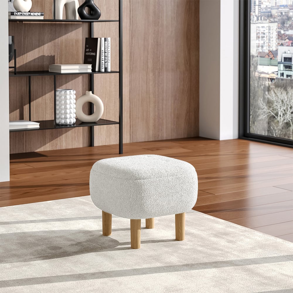 Living and Home White Wooden Footstool Image 8