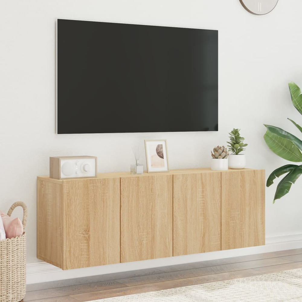 vidaXL 2 Door Sonoma Oak Wall Mounted TV Cabinet Set of 2 Image 4