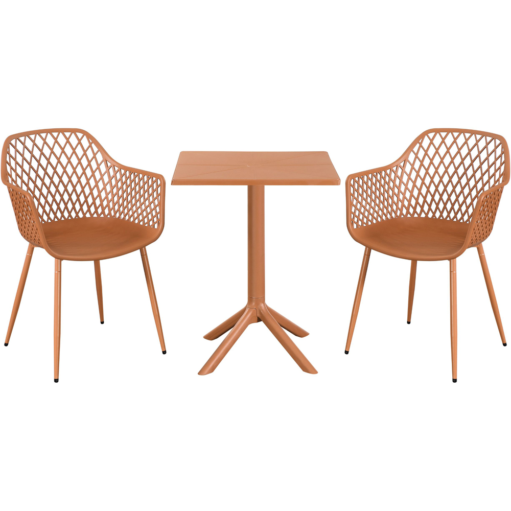 Core Products 2 Seater Terracotta Lattice Design Square Plastic Table Garden Bistro Set Image 2