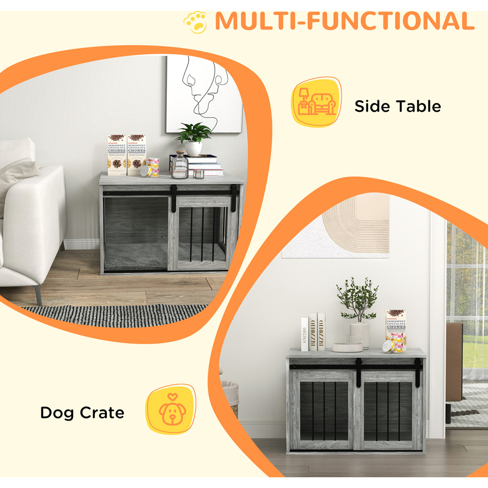 PawHut Grey Medium Dog Crate Furniture Side Table Image 5