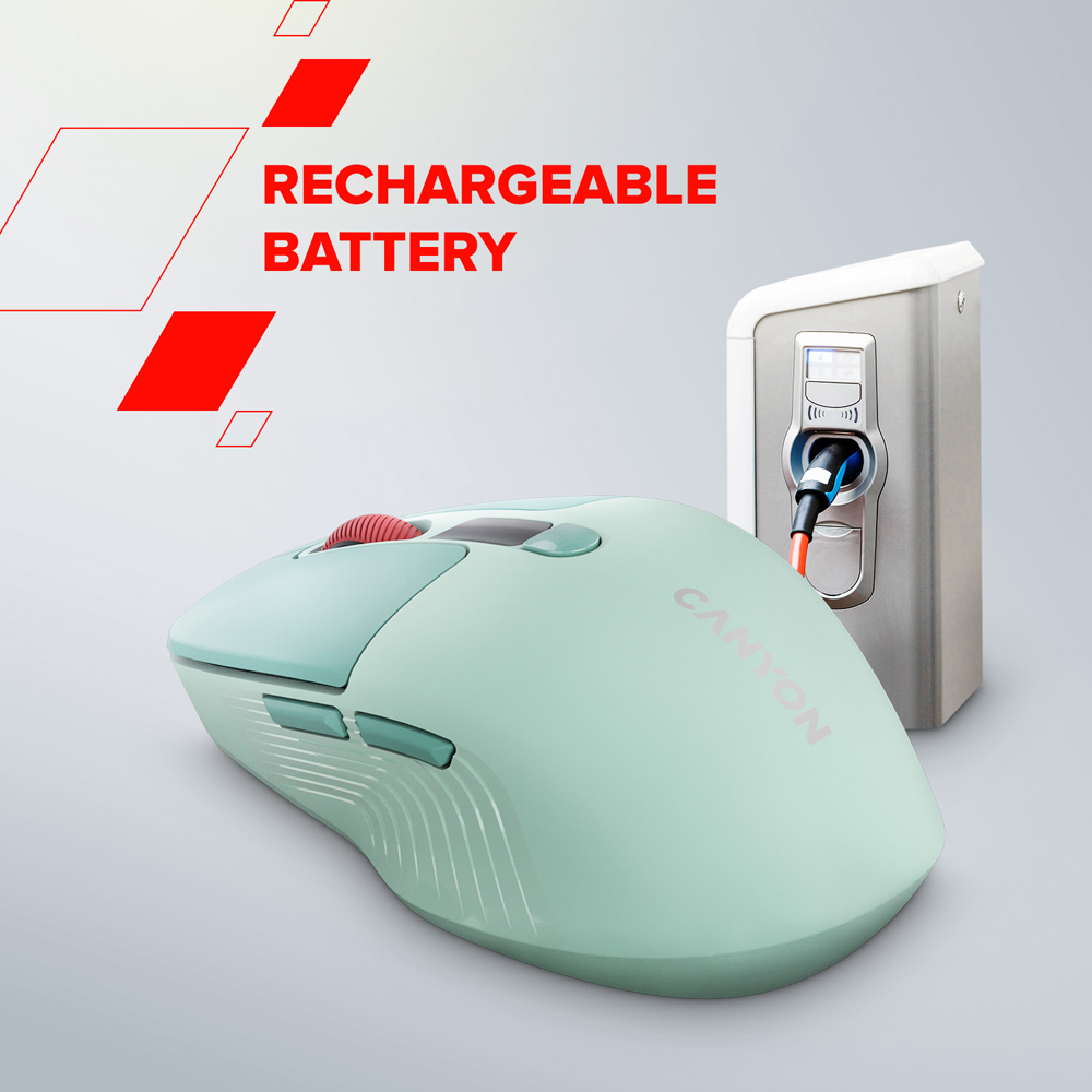 Canyon MW-26 Green Rechargeable LCD Display Silent Dual Mode Wireless Mouse Image 4