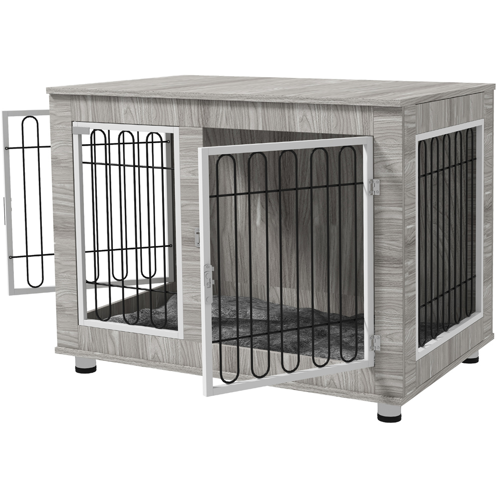 PawHut Grey Dog Crate End Table with Cushion 102cm Image 3