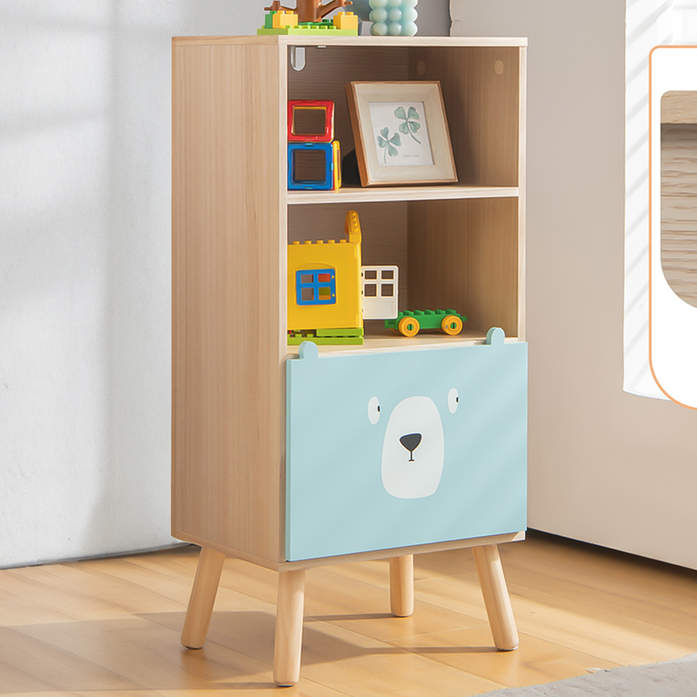 Costway Single Drawer 2 Shelf Natural Kids Storage Unit Image 1
