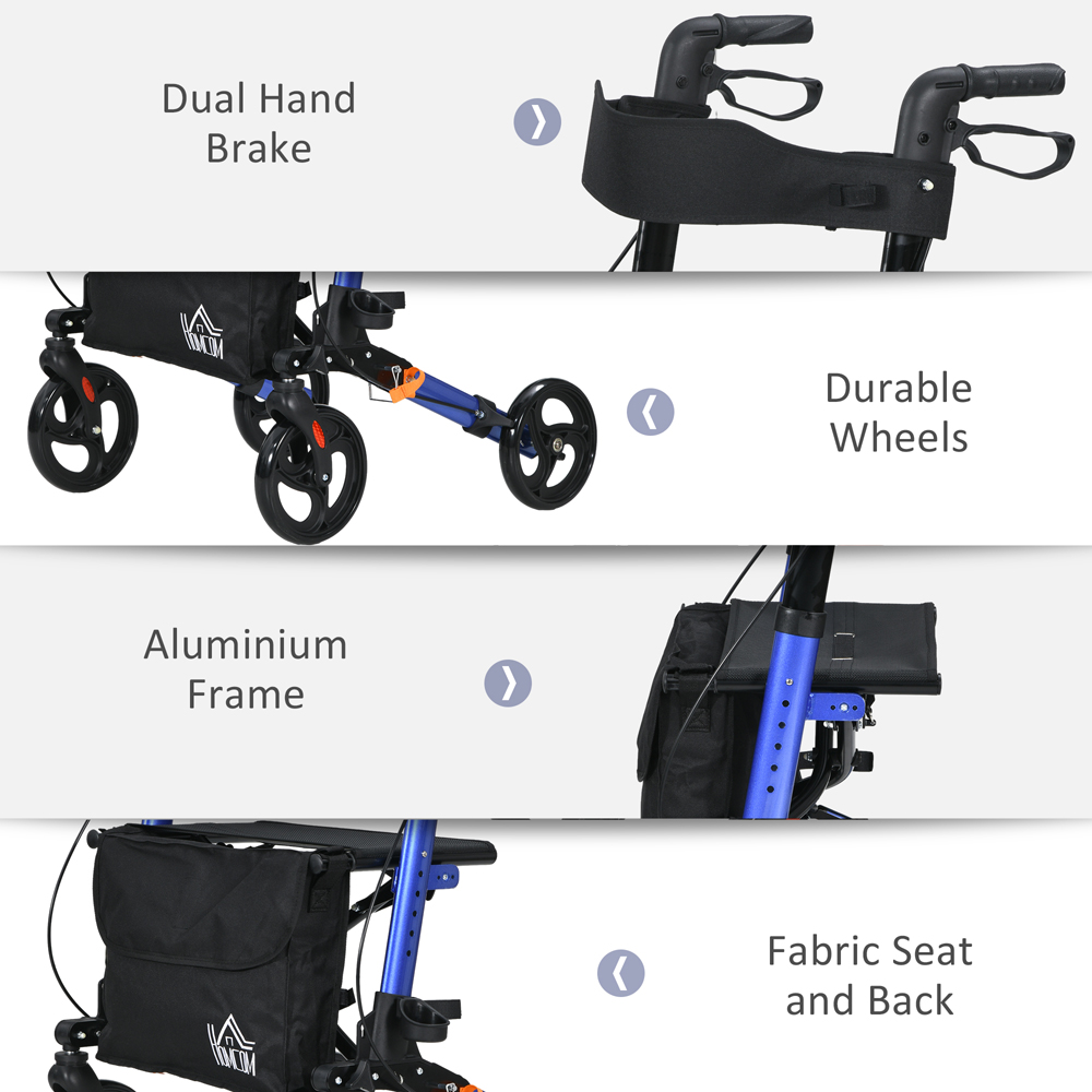 HOMCOM Blue Aluminium Rollator Walker Image 6