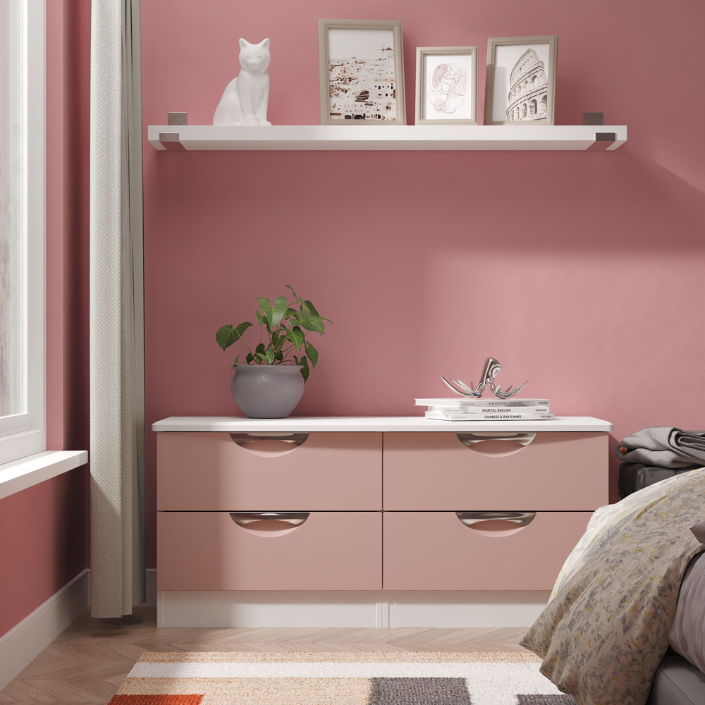 Crowndale Camden 4 Drawer Kobe Pink and White Bed Box Ready Assembled Image 7