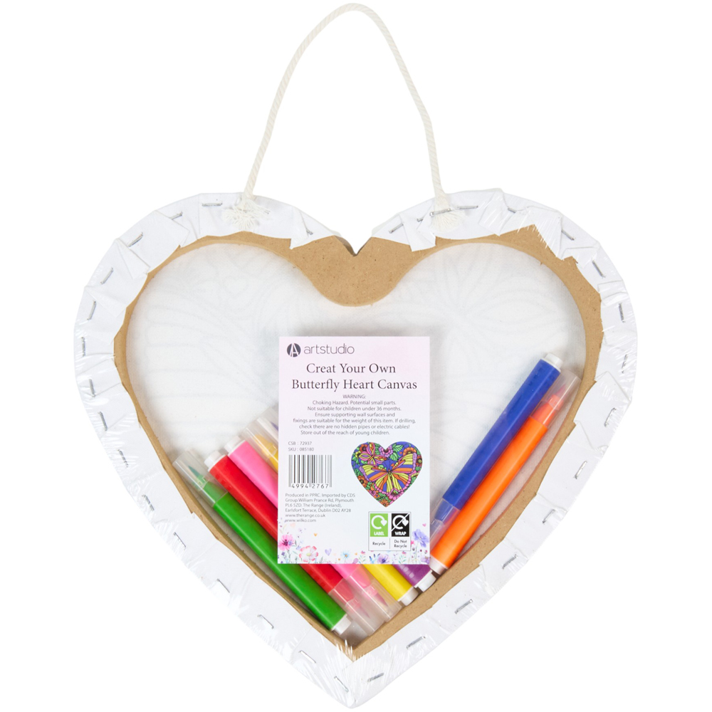 Colour Your Own Butterfly Heart Canvas Image 4